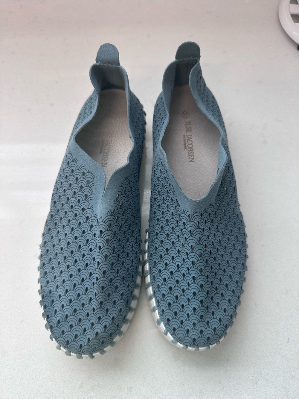 Ilse Jacobsen Light Blue Patterned Slip-On Loafers